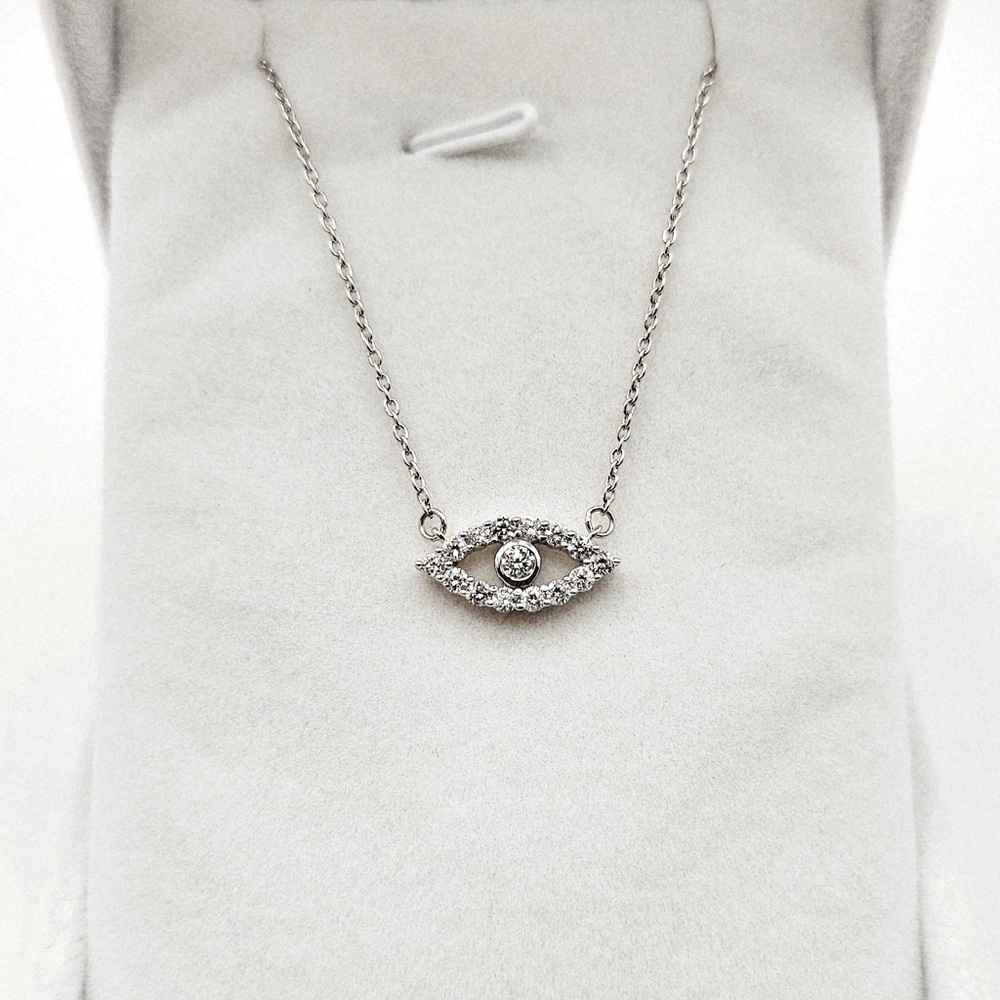 .50 Carats VS Lab Diamond Evil Eye Sterling Silver Necklace - Picture 4 of 6
